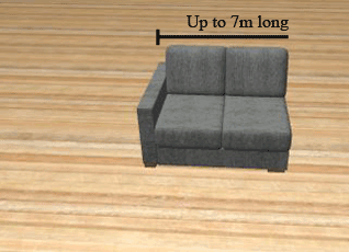 An armless 2 seat sofa that can be combined to make a big corner sofa