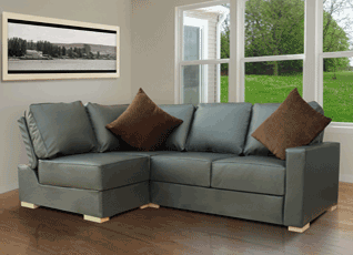 A corner sofa with an armless end