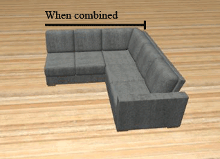 An armless 2 seat sofa and armless corner sofa combination