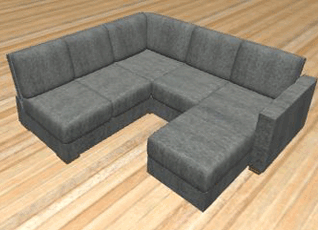A corner sofa with an extension seat