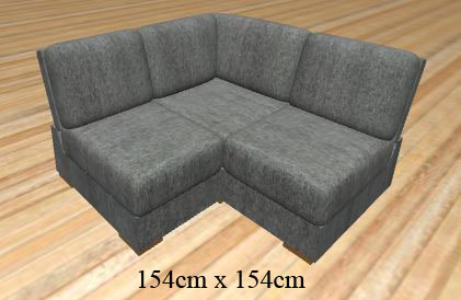 A small armless corner sofa that measures just 154cm in each direction
