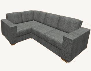 A sofa with wide arms