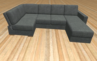 Corner sofa with extended seat