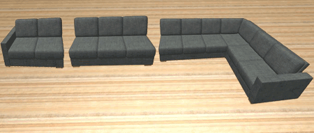 Corner sofa sitting next too two straight sofas
