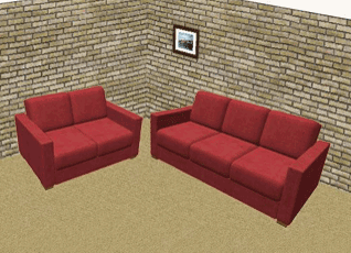 Two sofas in corner of room