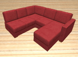 Armless corner sofa with extended seat