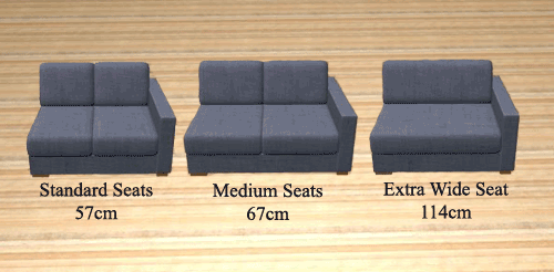 Small sofa and different seat sizes