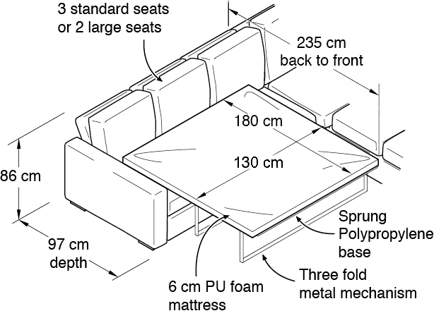 Large Double Corner Sofa Bed Dimensions