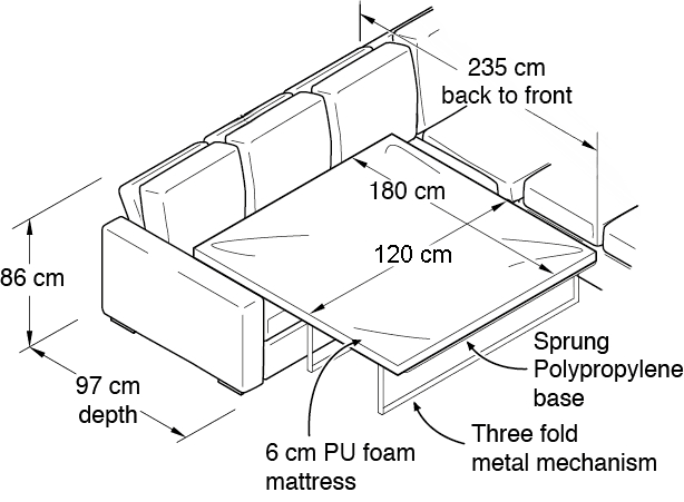 Double Corner Sofa Bed Dimensions