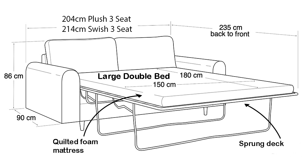 Large Double Sofa Bed Dimensions